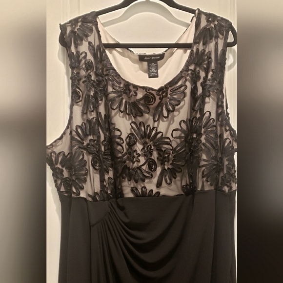 Black and Beige Sheer Embroidery Dress - Picture 2 of 9